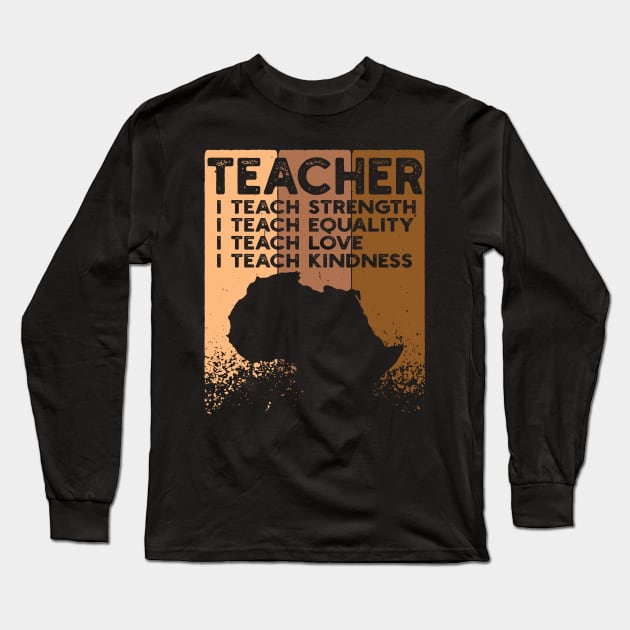 teacherBlack Women Teacher Afro Retro Black History Month Long Sleeve T-Shirt by Gaming champion